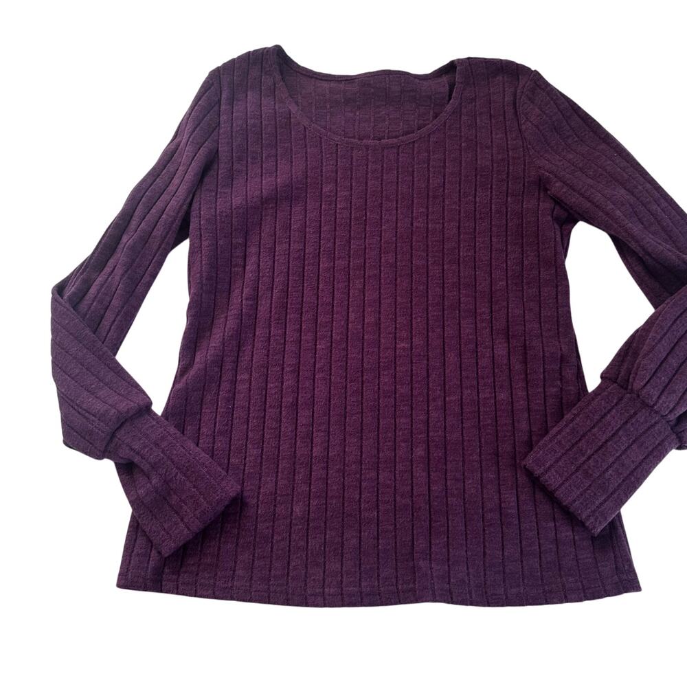 Women's Boutique Burgundy Ribbed Scoop Neck Sweater - Large